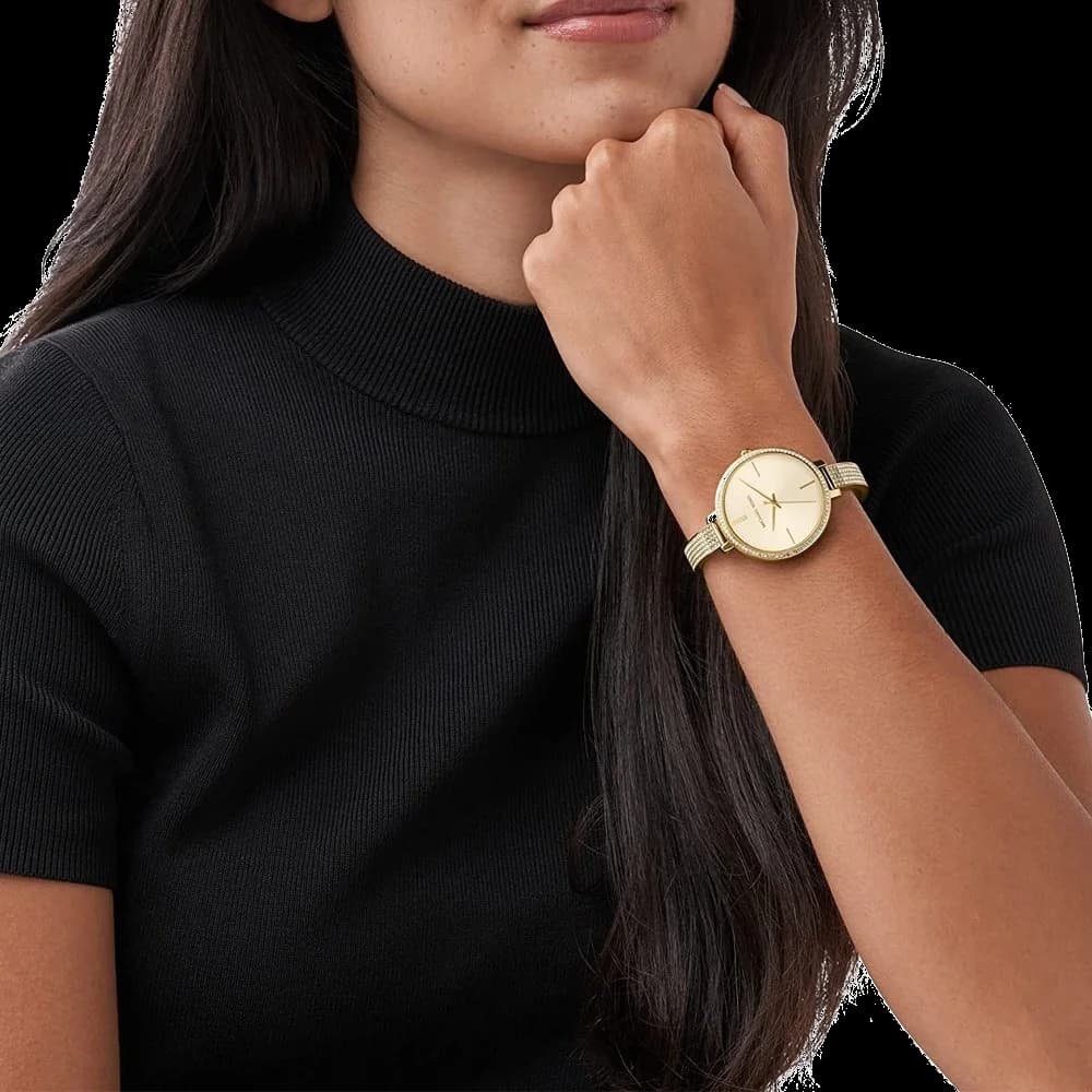 Attache bracelet Michael Kors MK3784 en acier inoxydable orné de cristaux scintillants, fermoir déployant sécurisé