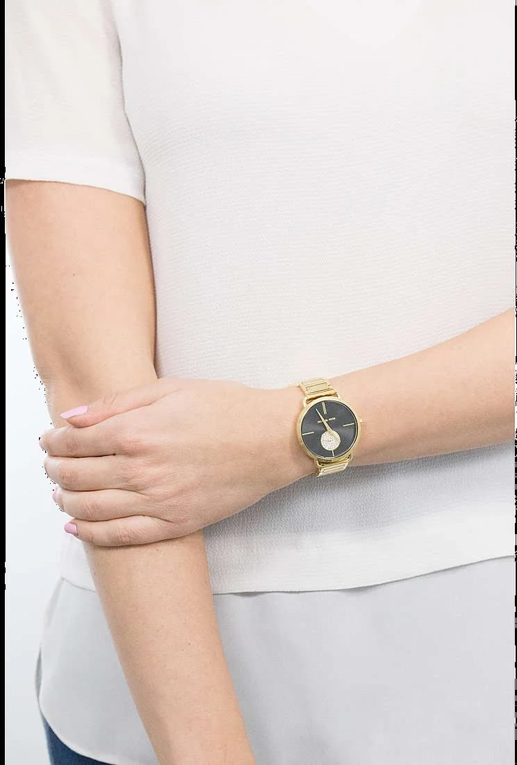 Montre Michael Kors Portia MK3788 pour Femme - Boîtier or et cadran noir vue 5