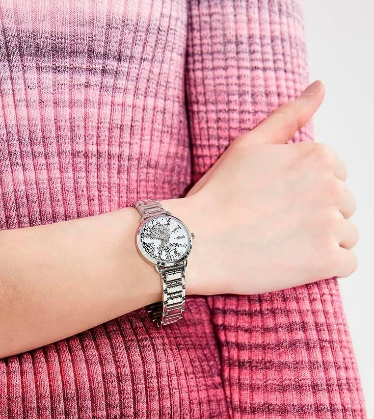 Lunette boîtier Michael Kors MK3837 en acier inoxydable doré de 32 mm avec verre minéral résistant aux rayures