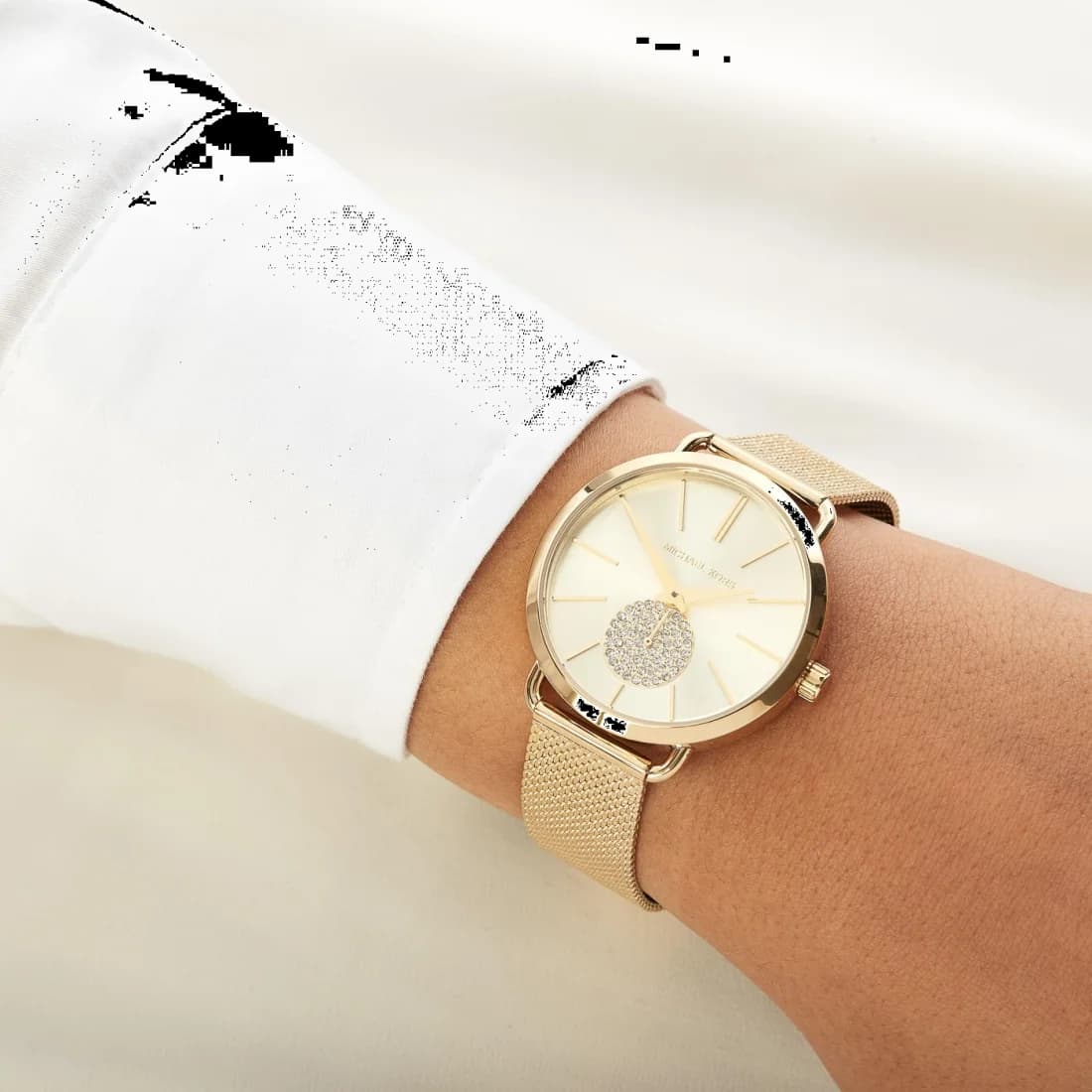 Montre Femme Michael Kors MK3844 Portia en Acier Doré à Maille Milanaise vue 5