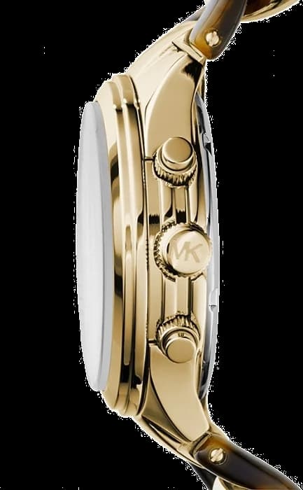 Visage cadran Michael Kors MK4222 avec index bâton dorés et aiguilles trois aiguilles, date à 3h, style minimaliste