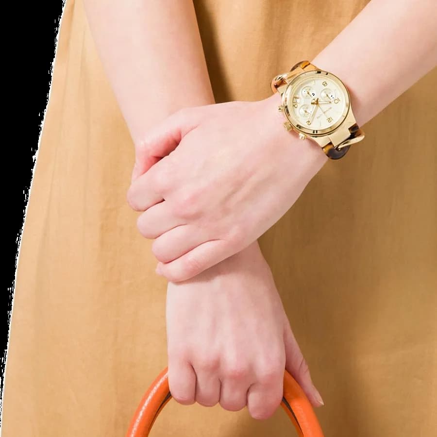Montre Michael Kors MK4222 Runway Femme - Cadran marron, bracelet or torsadé vue 5
