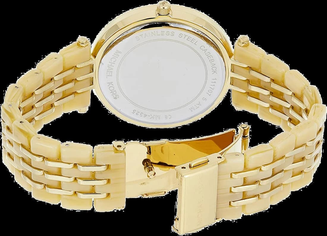 Attache bracelet Michael Kors MK4325 en acétate et acier doré fermoir déployant gravé logo signature