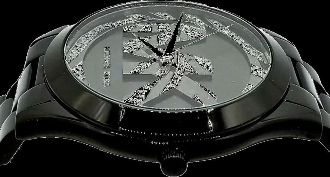 Attache bracelet Michael Kors MK4562 en acier inoxydable noir PVD avec fermoir déployant triple boucle sécurisé et maillons ajustables