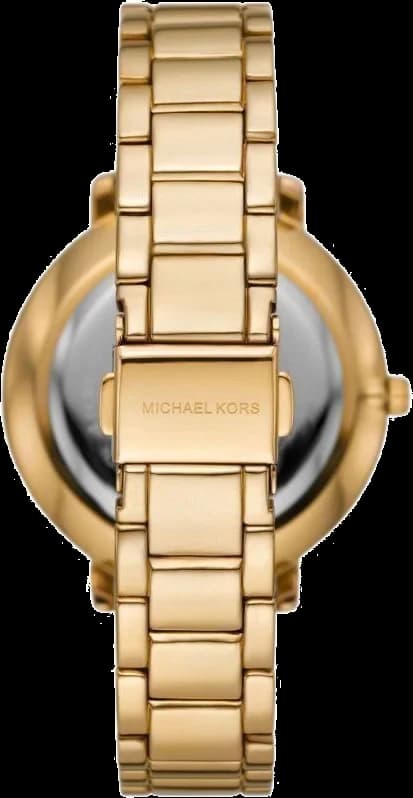 Visage cadran Michael Kors MK4593 index bâtons et chiffres romains, aiguilles dauphine dorées, date à 3h