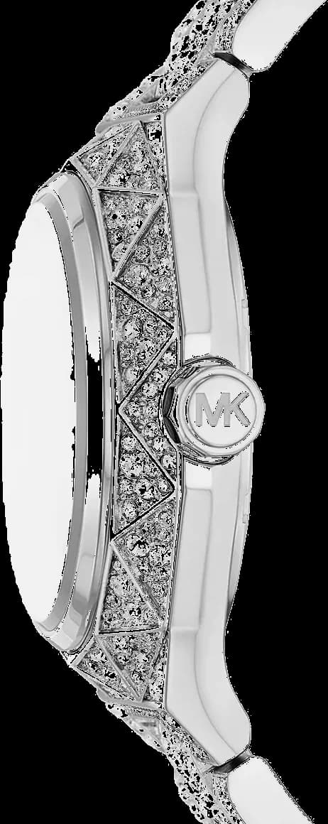 Attache bracelet Michael Kors MK4691 en acier inoxydable argenté avec maillons lisses et fermoir déployant