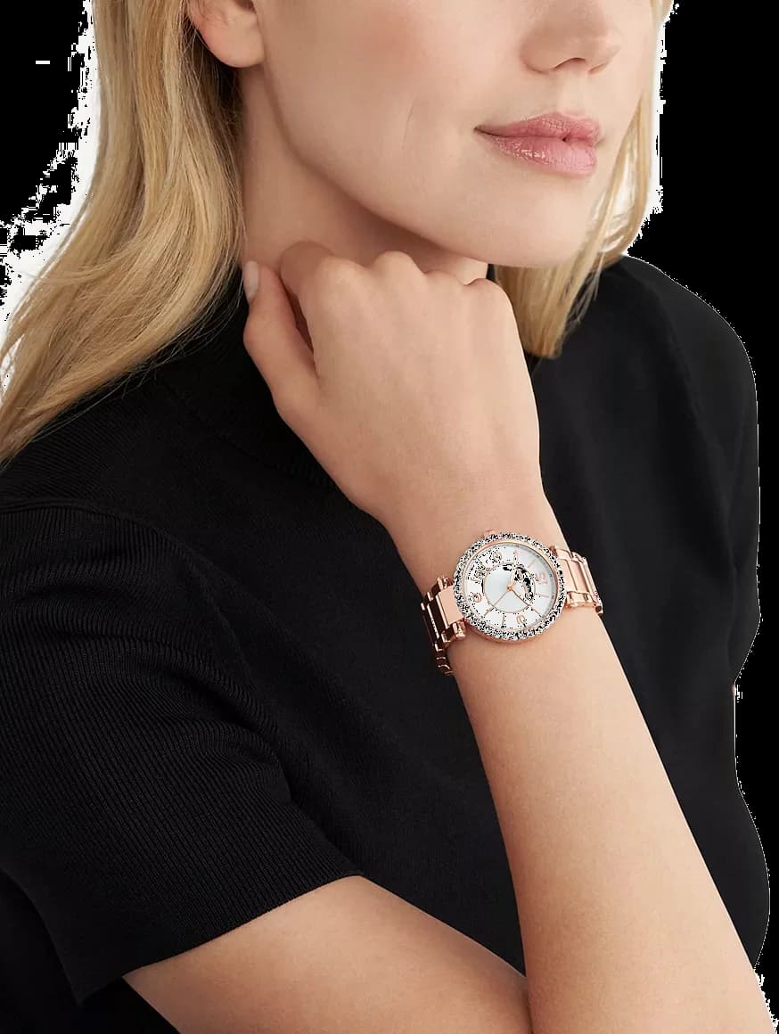 Visage cadran Michael Kors MK4695 avec index appliqués polis et aiguilles lumineuses en forme de bâton, date à 3 heures