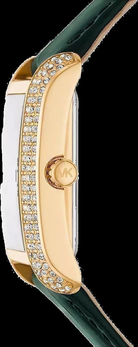 Attache bracelet Michael Kors MK4697 en cuir vert cousu main avec boucle ardillon en acier inoxydable doré