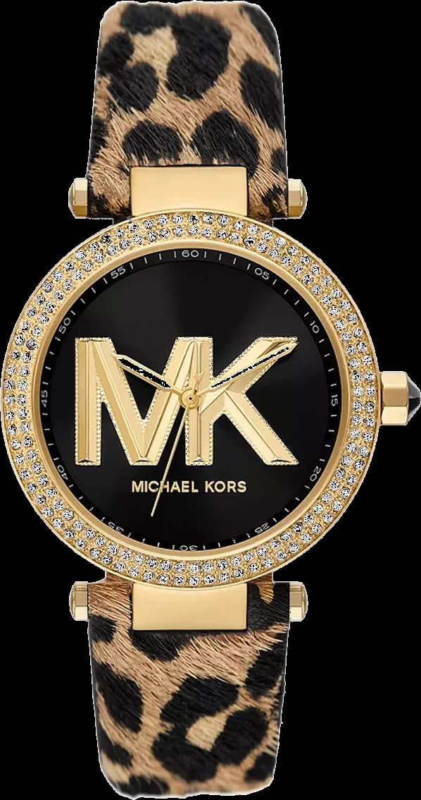 Montre Femme Michael Kors MK4723 Parker - Boîtier Or, Bracelet Cuir Noir Léopard