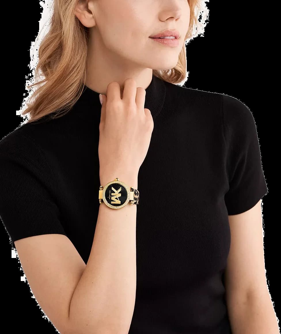 Montre Femme Michael Kors MK4723 Parker - Boîtier Or, Bracelet Cuir Noir Léopard vue 4