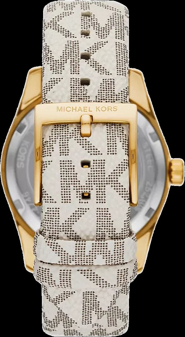 Visage cadran Michael Kors MK4746 affiche aiguilles dauphine polies et guichet date à 3h