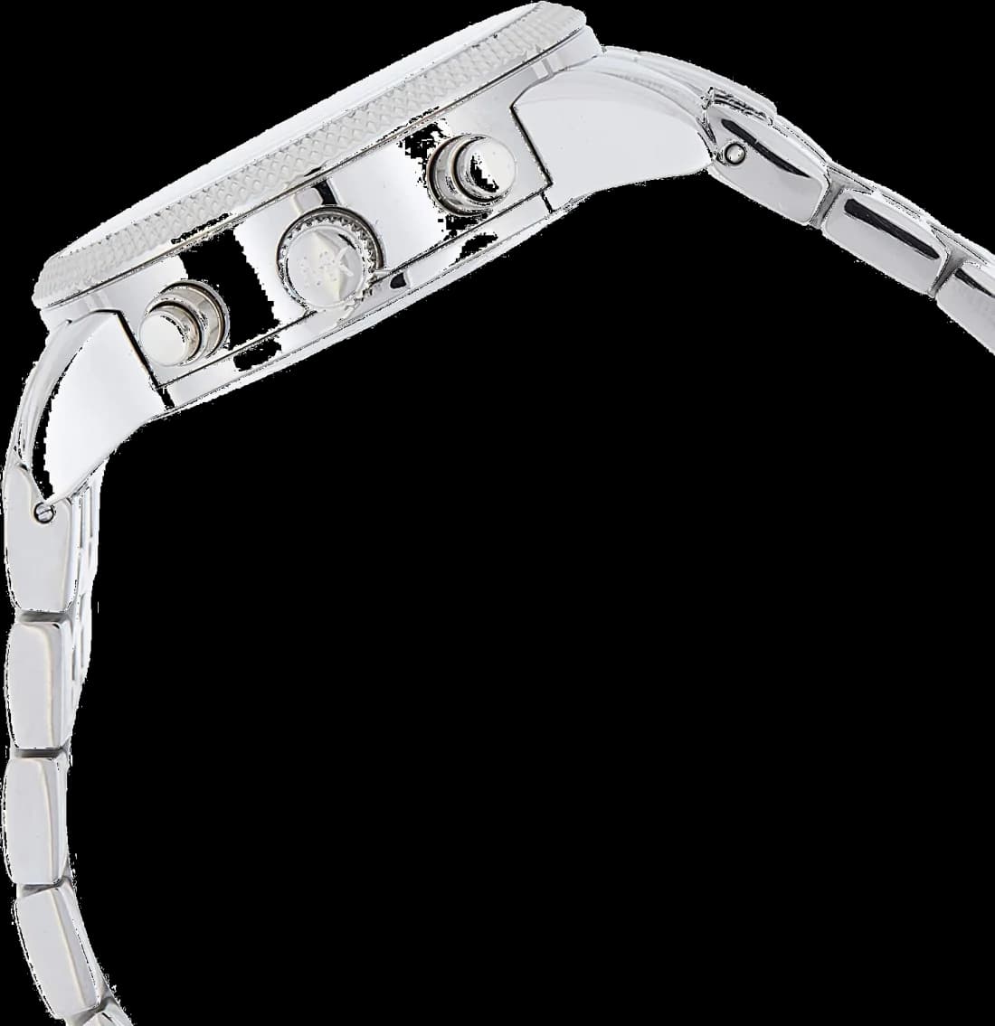 Visage cadran Michael Kors MK5021 dévoile nacre naturelle, index appliques polis, aiguilles trèfle, date à 3h, finition soignée