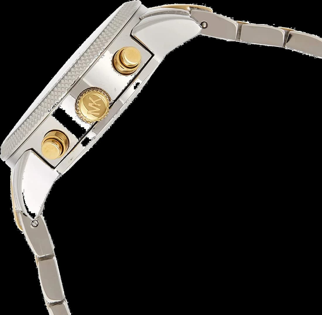 Montre Michael Kors Ritz MK5057 pour Femme - Cadran nacre argenté, bracelet acier bi-ton or et argent, chronomètre vue 3