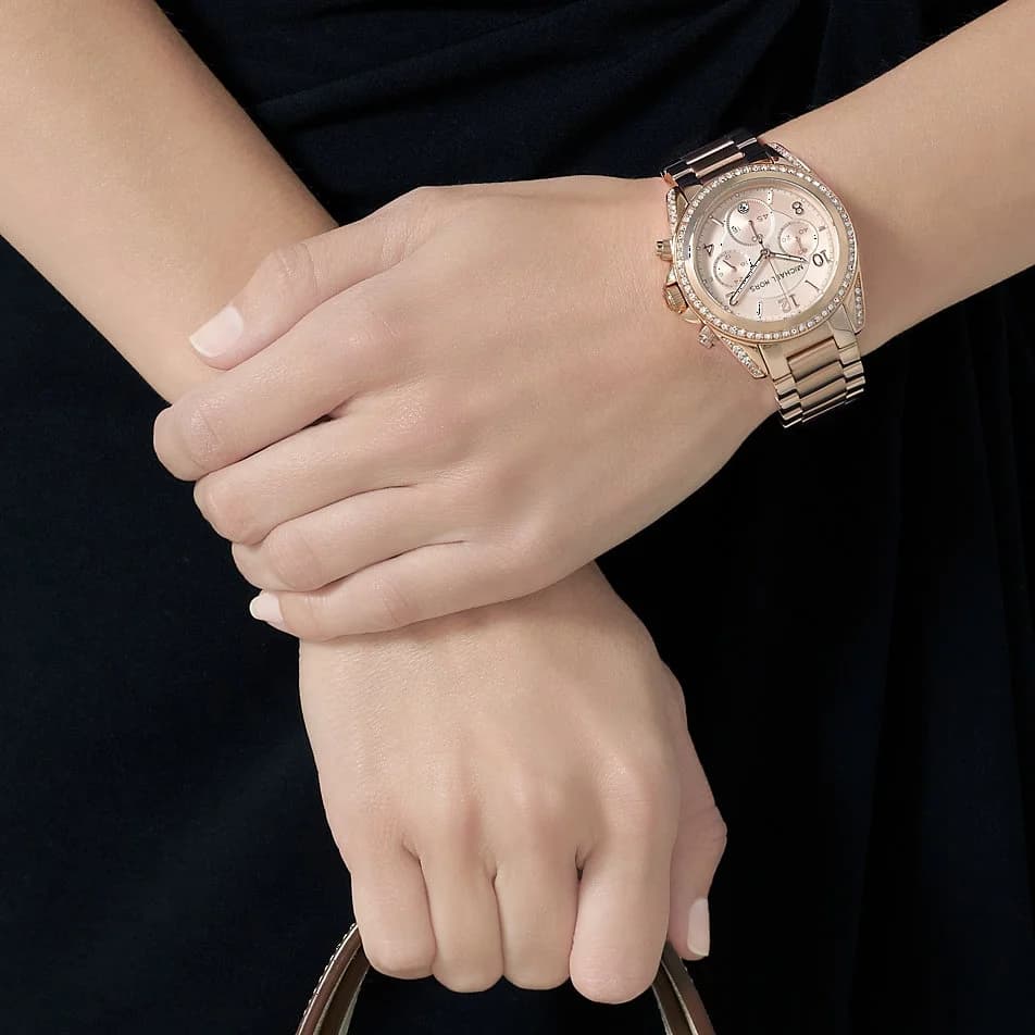 Montre Femme Michael Kors Runway MK5263 en or rose, bracelet aluminium vue 4