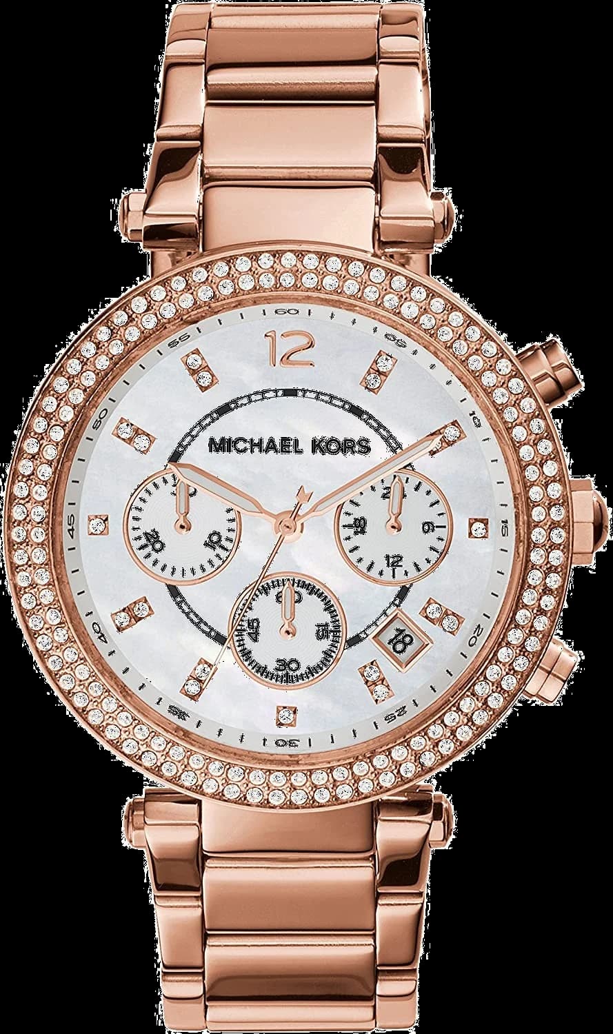 Montre Michael Kors Parker MK5491 Femme - Boîtier Or Rose, Cadran Blanc et Lunette à Cristaux
