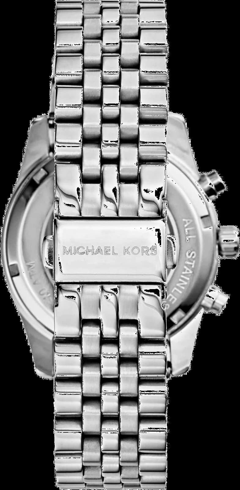 Attache bracelet Michael Kors MK5555 en acier inoxydable bicolore argenté et doré, fermoir déployant triple bouton-poussoir, ajustable
