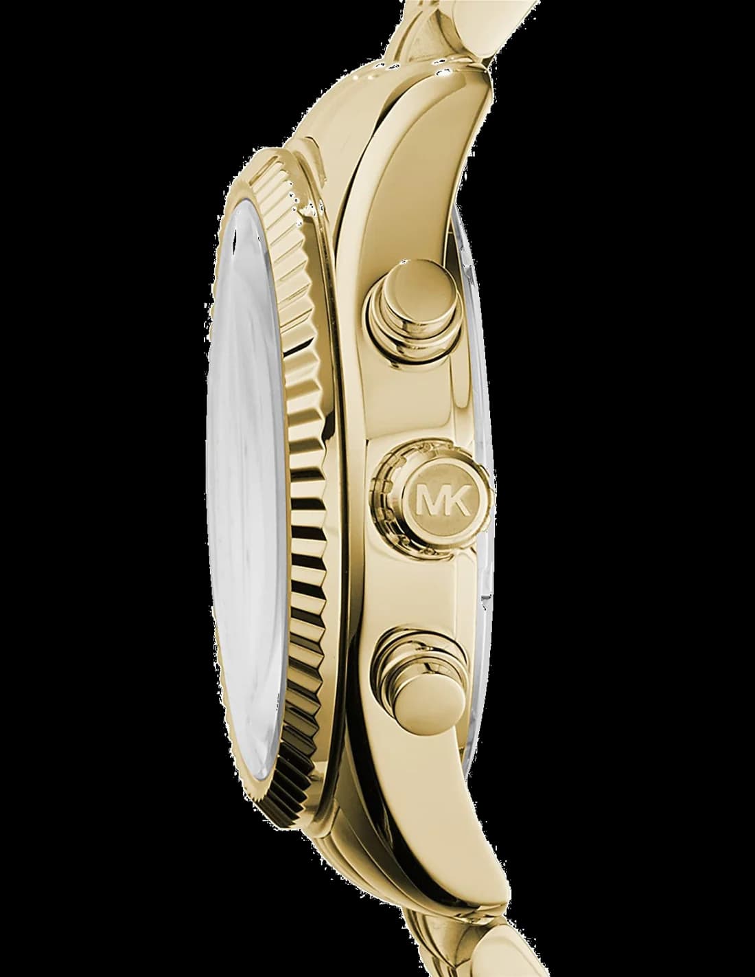 Visage cadran Michael Kors MK5556 avec index bâtons dorés, aiguilles luminescentes et guichet date à 6h