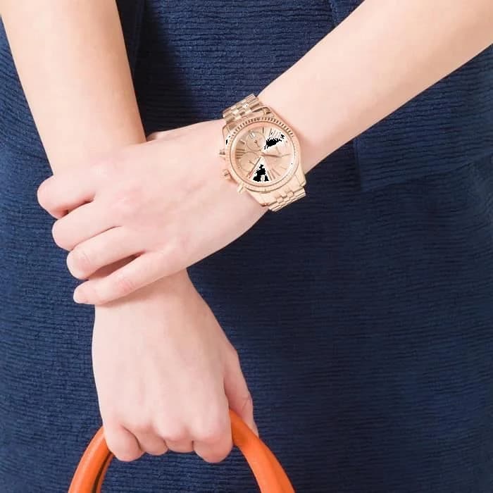 Montre Femme Michael Kors MK5569 Lexington Chronographe Acier PVD Or Rose vue 4