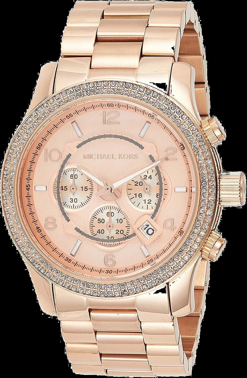 Montre Femme Michael Kors MK5576 Chronographe Acier Doré Rose Lunette Strass