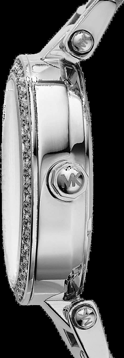 Visage cadran Michael Kors MK5615 orné d'index dorés et aiguilles bâton, mouvement quartz précis