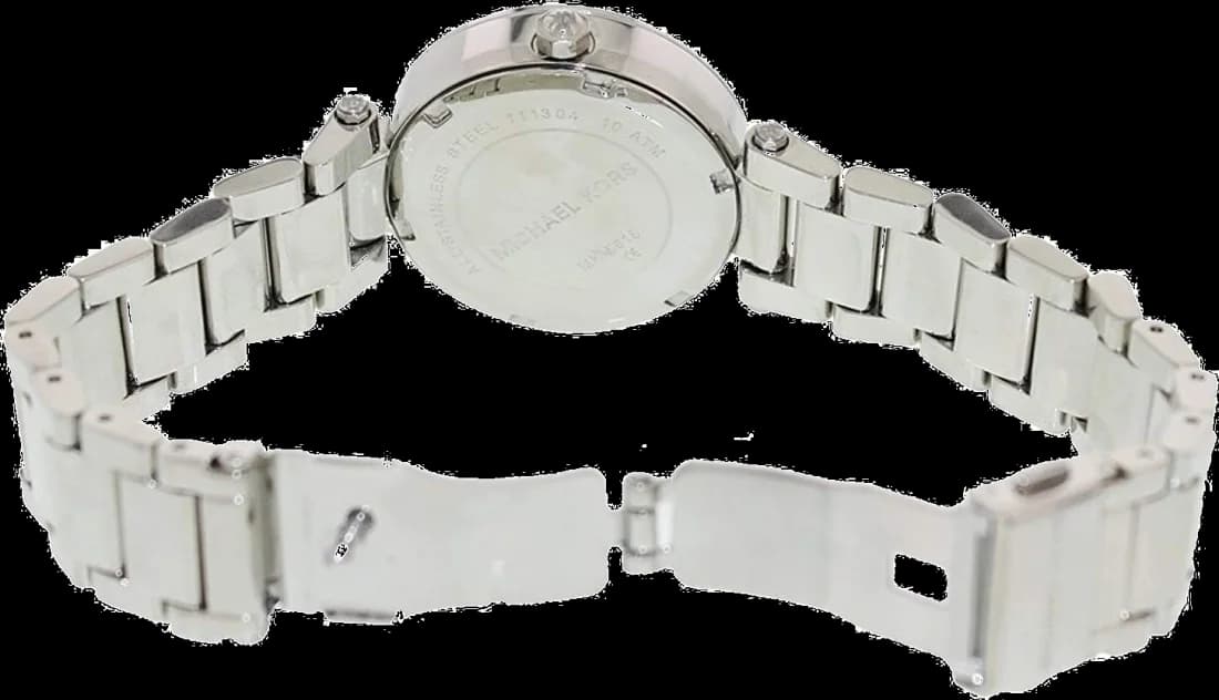 Attache bracelet Michael Kors MK5615 en acier inoxydable bicolore doré et argenté, fermoir déployant