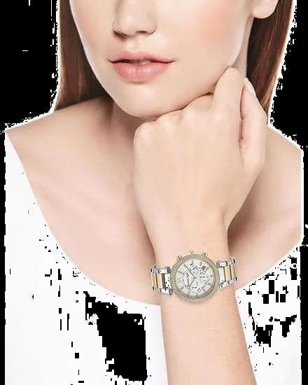 Montre Femme Michael Kors Parker MK5626 Chronographe Acier Bicolore Or et Argent vue 5
