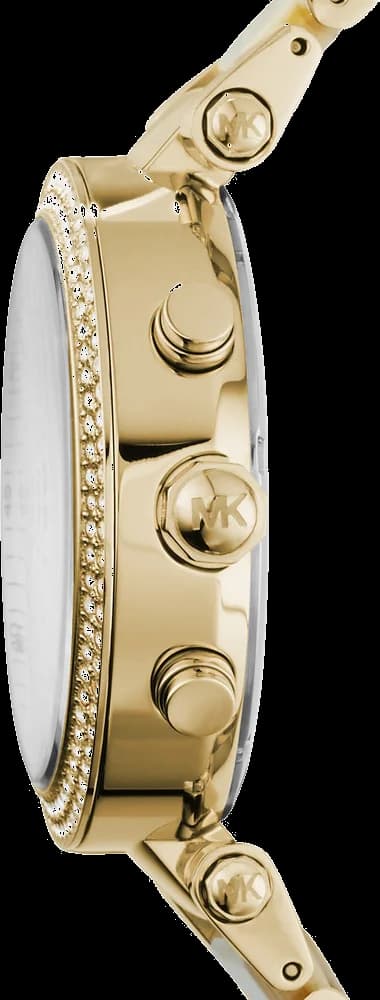 Attache bracelet Michael Kors MK5632 en acétate noir et acier doré, fermoir déployante gravé logo, confort et élégance