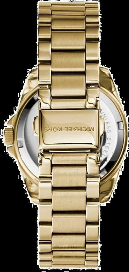 Attache bracelet Michael Kors MK5639 en acier inoxydable doré, maillons type gourmette, fermoir déployant double sécurité, boucle signature MK