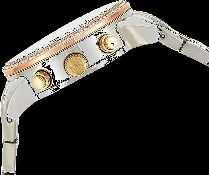 Visage cadran Michael Kors MK5650 présentant index appliqués baguette, aiguilles dauphine dorées et guichet date à 3h, finition soleillée