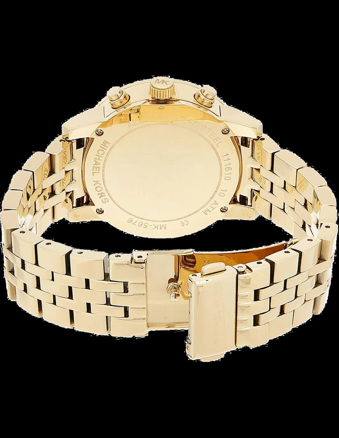 Attache bracelet Michael Kors MK5676 en acier doré PVD, maillons en cascade, fermoir déployant pressoir double sécurité signé