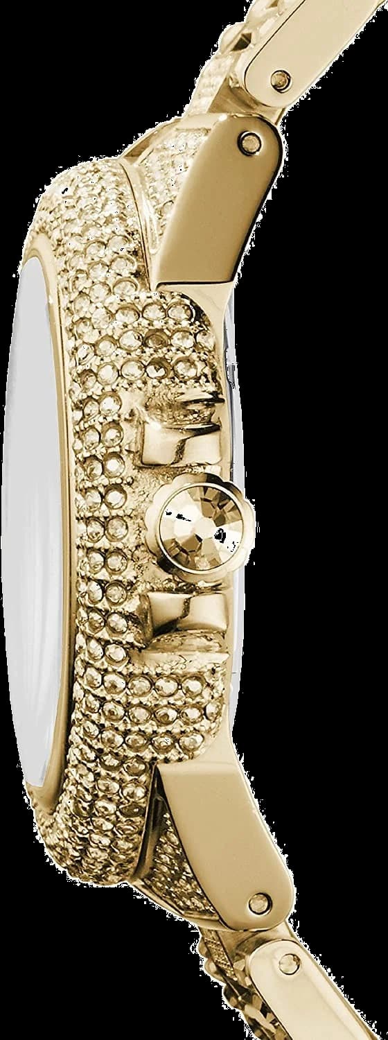 Visage cadran Michael Kors MK5720 affichant index bâtons polis et aiguilles dorées, date à 3h, contraste élégant