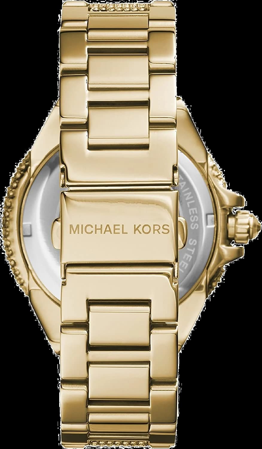 Attache bracelet Michael Kors MK5720 en acier inoxydable or jaune maillons polis, fermoir déployante sécurisé double poussoir