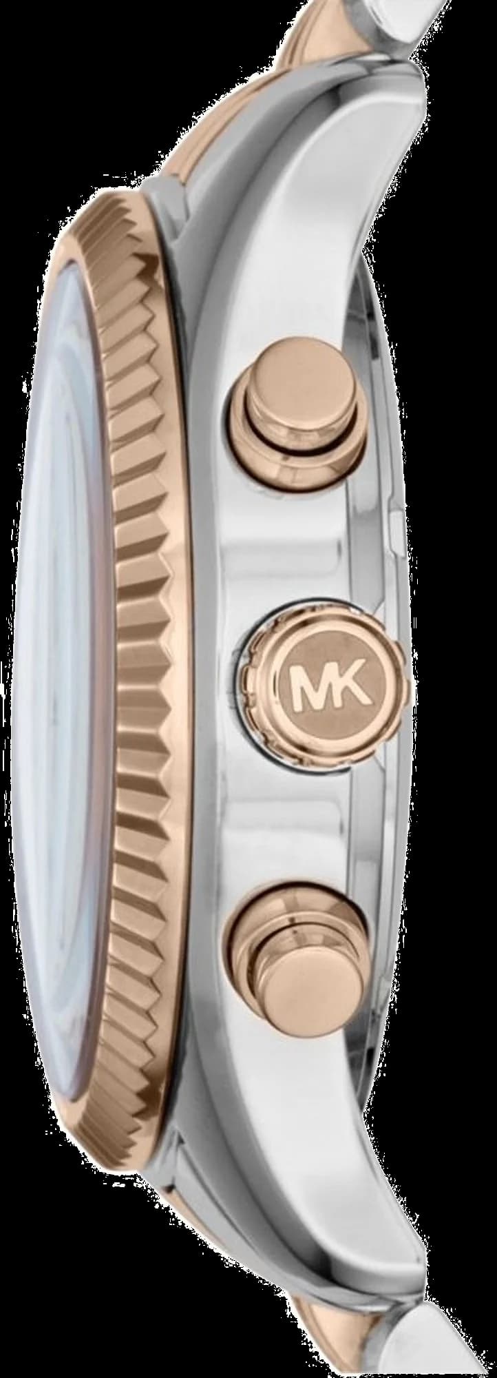 Visage cadran Michael Kors MK5735 noir soleil avec index bâtons polis, aiguilles tricolores et guichet date à 3h