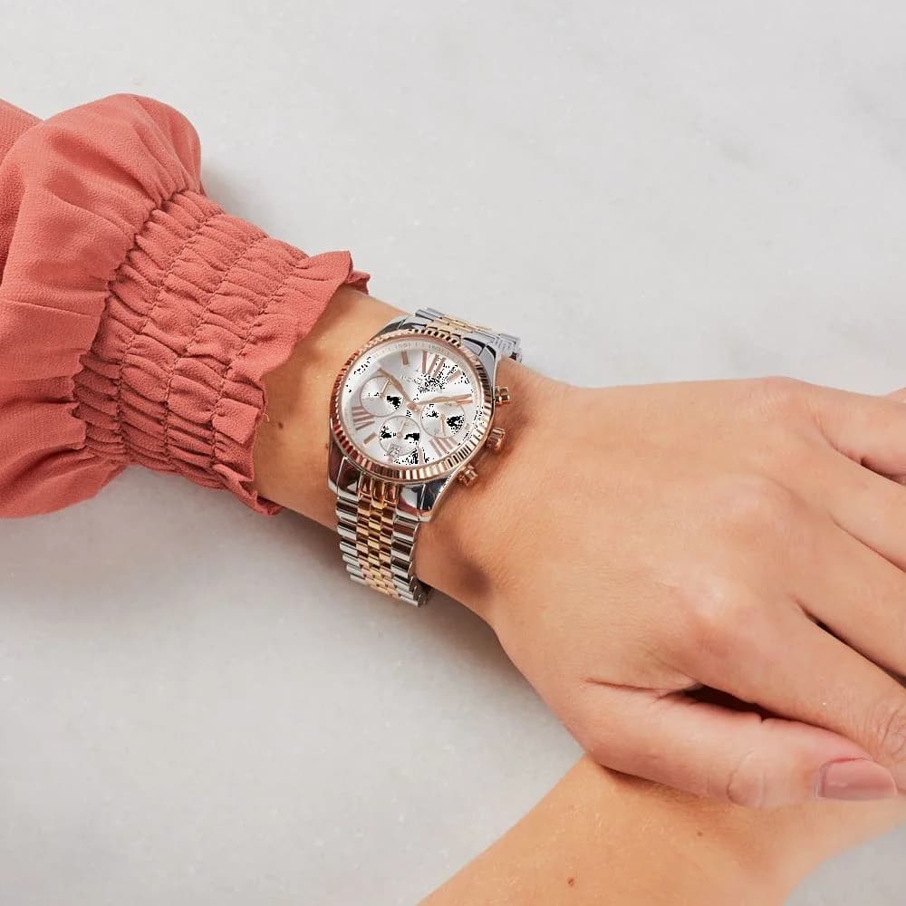 Montre Femme Michael Kors MK5735 Cadran Blanc Bracelet Acier Tricolore vue 6