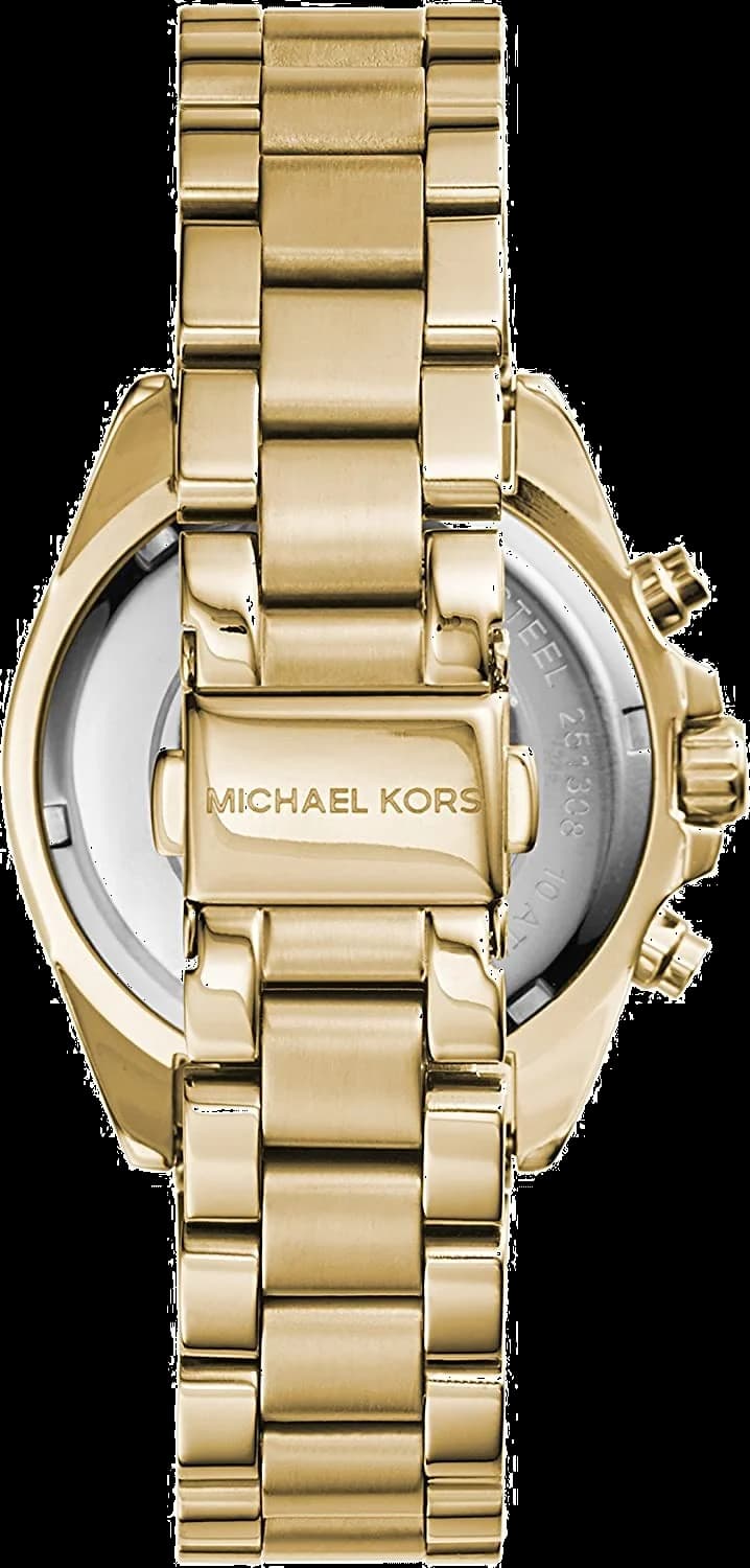 Visage cadran Michael Kors MK5798 avec index bâtons dorés, aiguilles dauphine et date à 3h