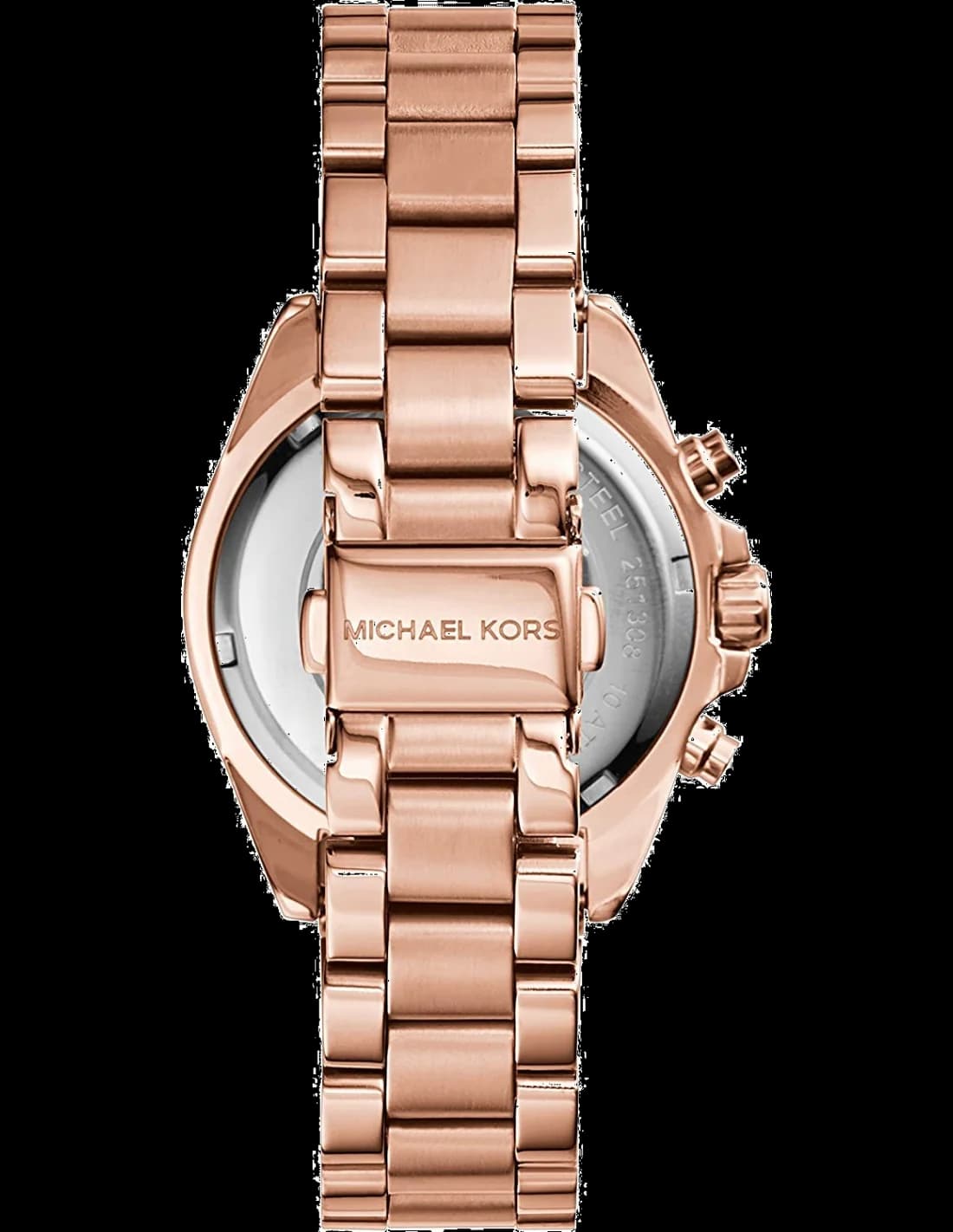 Attache bracelet Michael Kors MK5799 en acier inoxydable or rose PVD, boucle déployante et maillons satinés