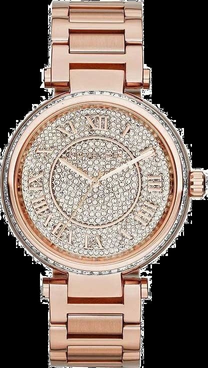 Montre Michael Kors Skylar MK5868 pour Femme, Cadran Or Rose Pavé de Cristaux, Bracelet Acier Doré Rose