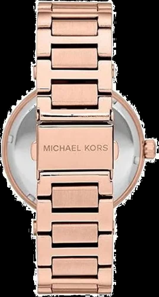 Attache bracelet Michael Kors MK5868 en acier doré rose à maillons, fermoir déployant sécurisé