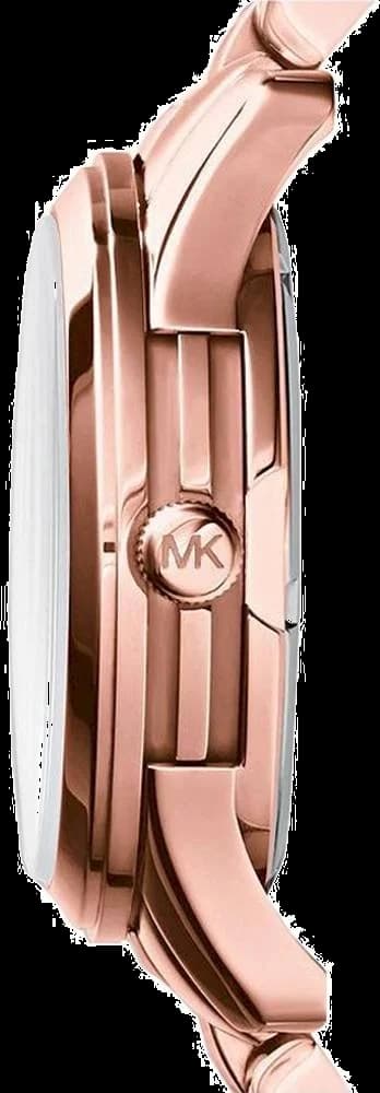 Visage cadran Michael Kors MK5913 présentant trois compteurs chronographe, date à 4h30 et index appliqués en or rose