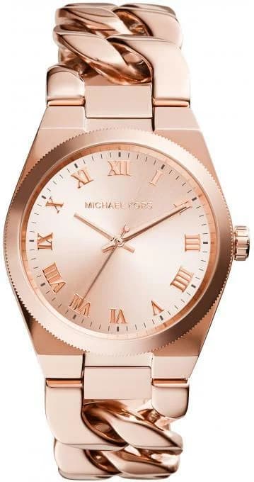 Attache bracelet Michael Kors MK5914 en acier inoxydable bicolore à maillons, fermoir déployant