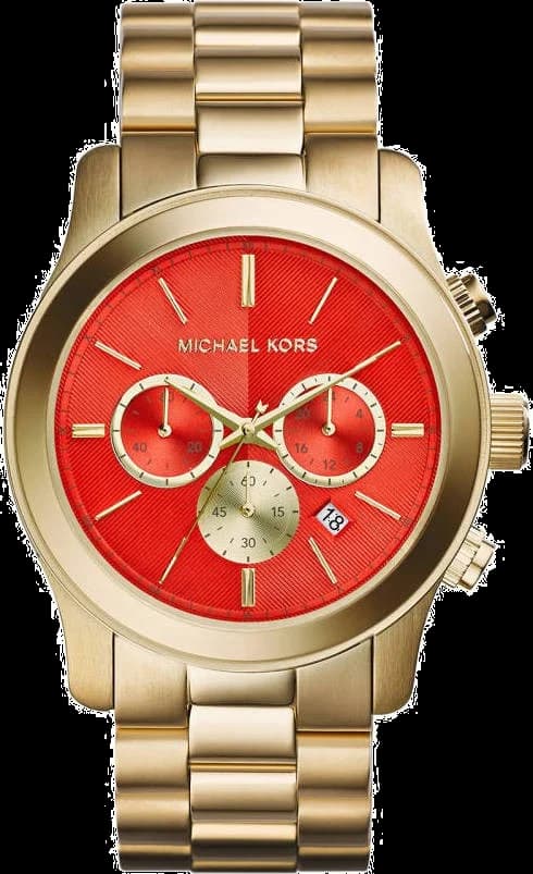 Montre Femme Michael Kors Runway MK5930 - Cadran orange, boîtier et bracelet dorés