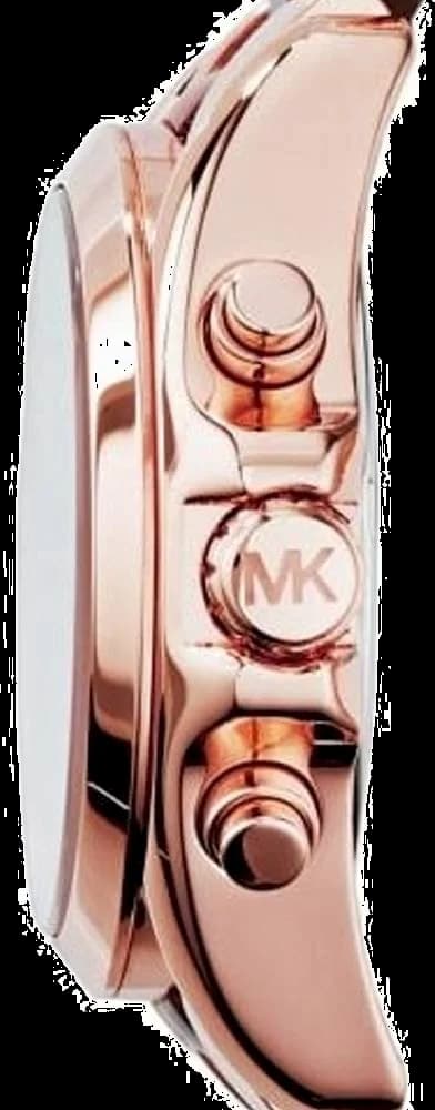 Visage cadran Michael Kors MK5944 révèle index appliqués dorés, aiguilles bâton et guichet date à 3h