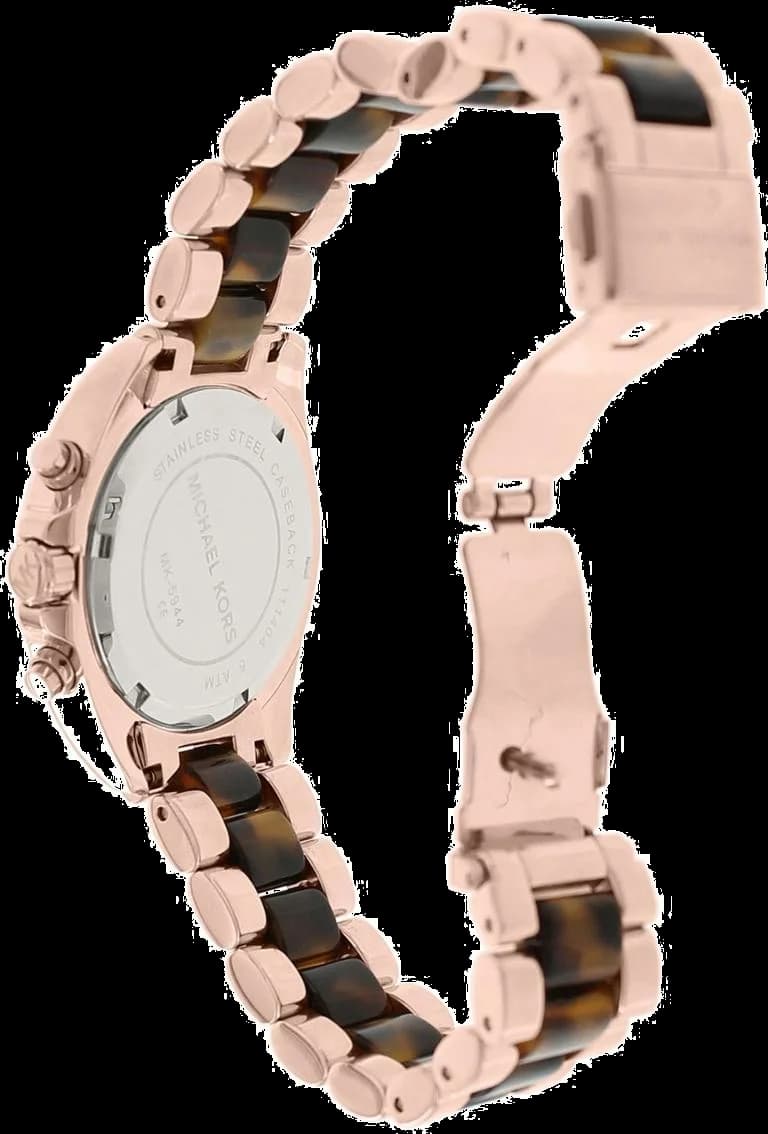 Attache bracelet Michael Kors MK5944 en acétate écaille de tortue avec boucle déployante en acier doré rose