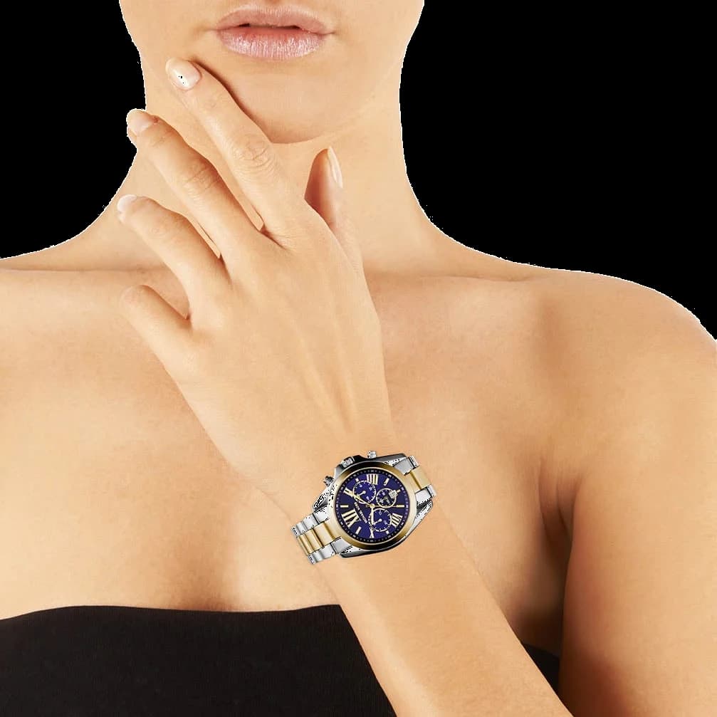 Montre Femme Michael Kors MK5976 Bradshaw - Cadran Bleu, Bracelet Acier Bi-ton Argent et Or vue 5