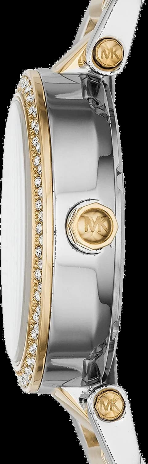 Attache bracelet Michael Kors MK6055 en acier inoxydable bi-ton avec maillons polis et satinés, fermoir déployant double sécurité signé