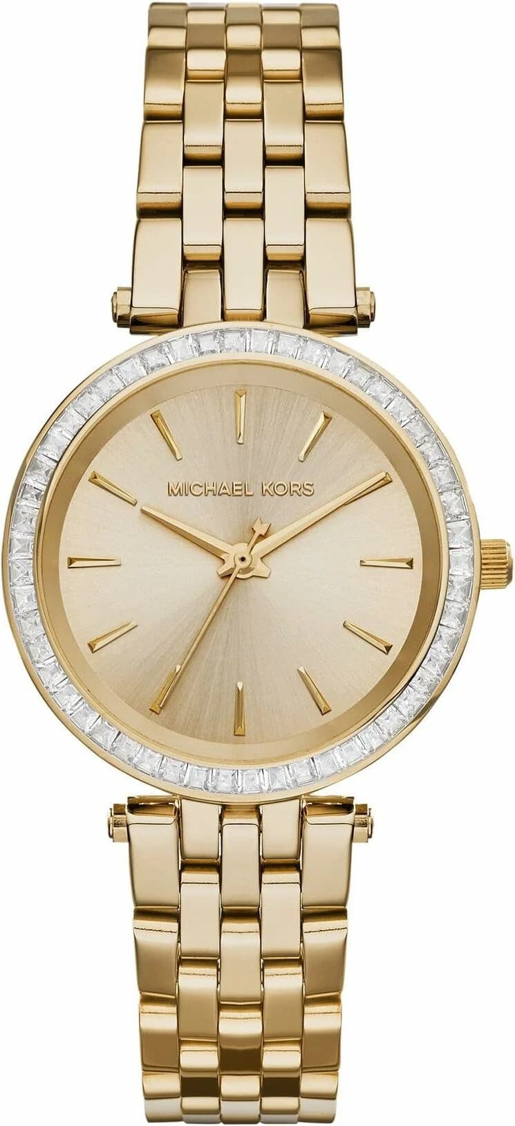 Attache bracelet Michael Kors MK6070 en acier inoxydable bicolore doré et argenté, fermoir déployant triple sécurité