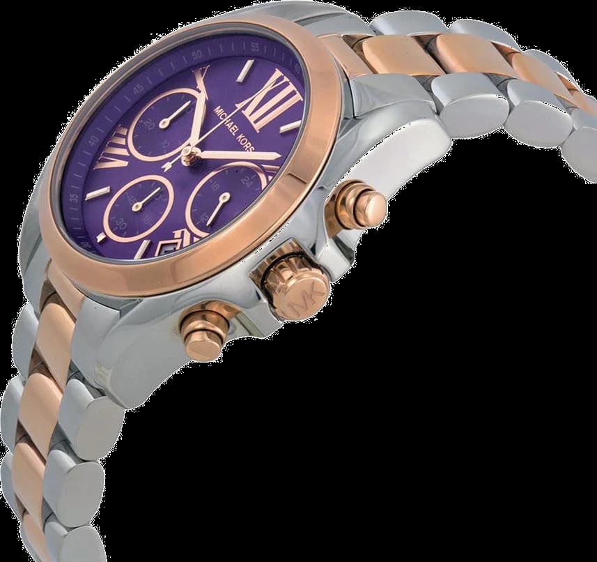 Visage cadran Michael Kors MK6074 avec index bâtons dorés, aiguilles dauphine et date à 3h