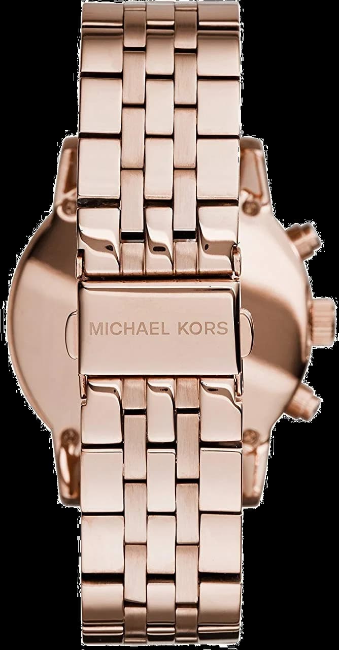 Attache bracelet Michael Kors MK6077 en acier inoxydable plaqué or rose, maillons lisses et fermoir déployant double sécurité
