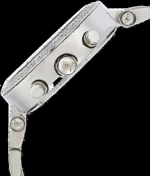 Attache bracelet Michael Kors MK6105 en acier inoxydable bicolore or rose et argent, fermoir déployant papillon sécurisé
