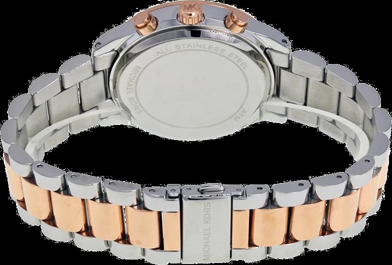 Attache bracelet Michael Kors MK6205 en acier bicolore argent et or avec fermoir déployant signé